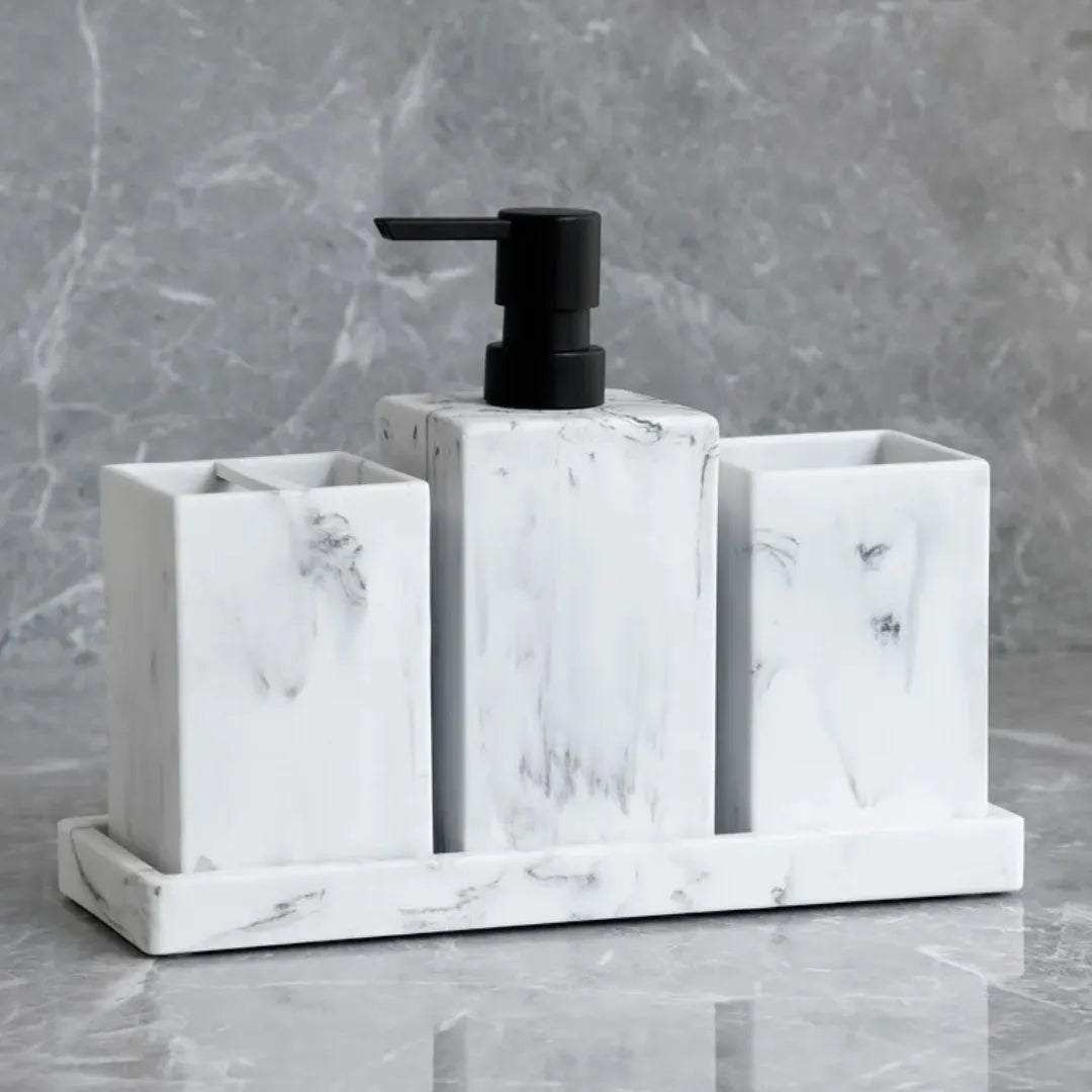 Kit Banheiro em Resina Padrão Mármore - Luci Express
