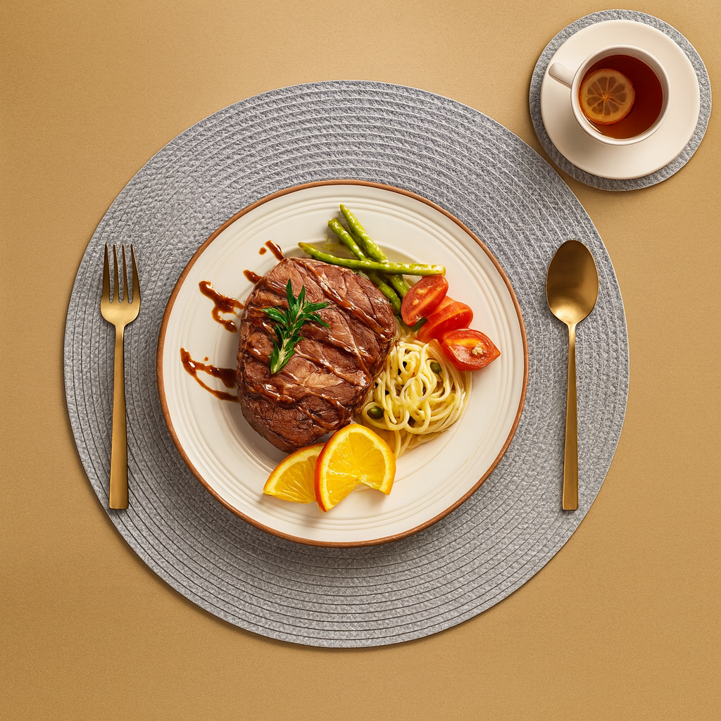 Kit 6 Lugares Americanos Redondos Trançados 34cm - Luci Express