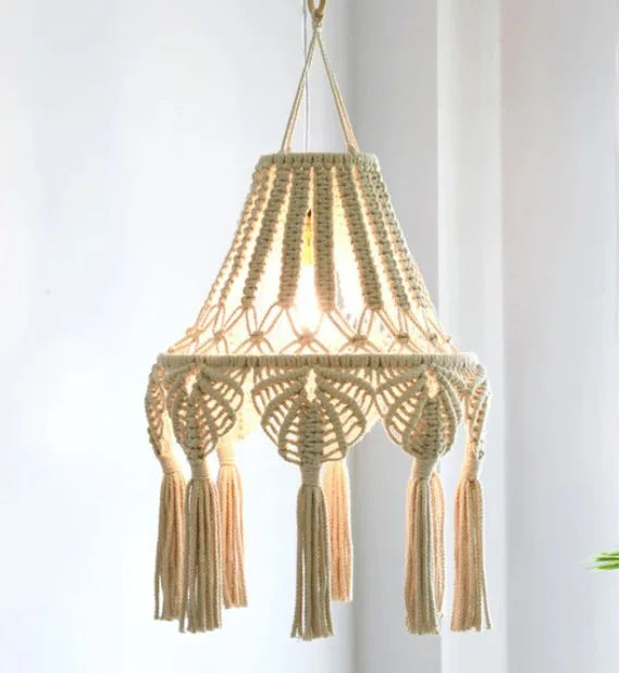 Handcrafted Macramé Lampshade - Boho Chic Light Decor