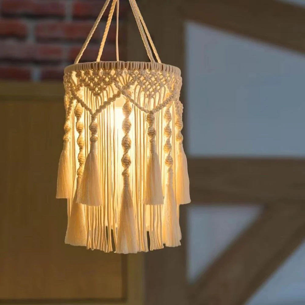 Handcrafted Macramé Lampshade - Boho Chic Light Decor
