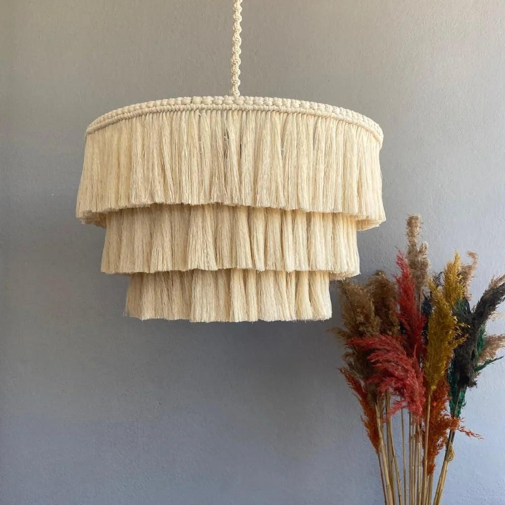 Handcrafted Macramé Lampshade - Boho Chic Light Decor