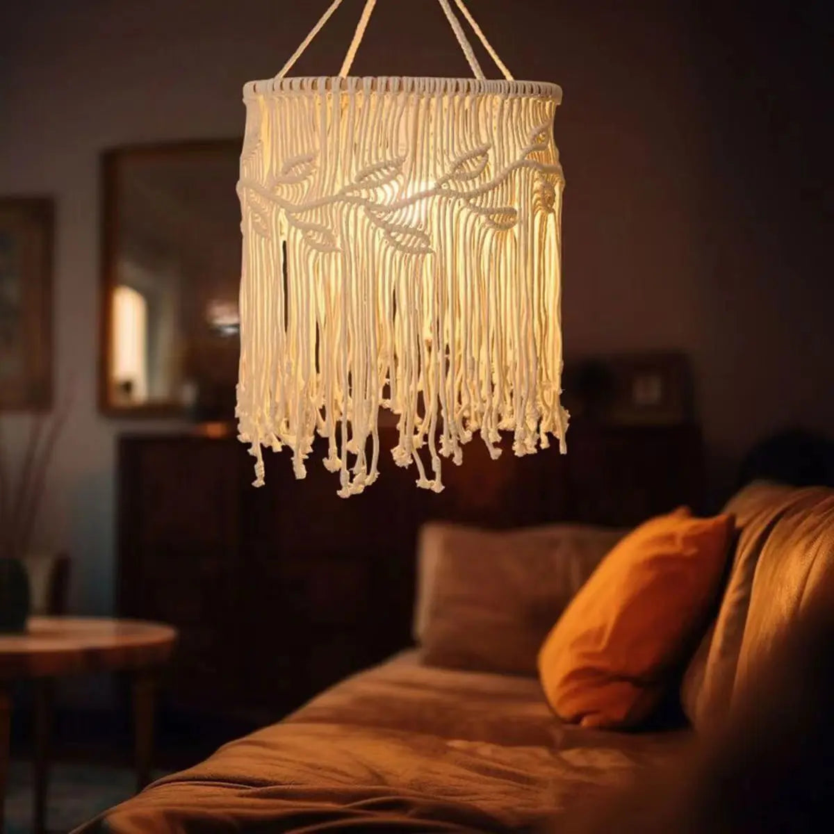 Handcrafted Macramé Lampshade - Boho Chic Light Decor