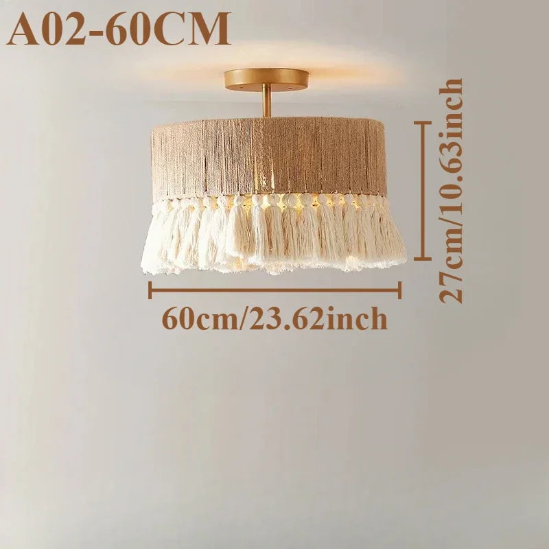 Suspensions bohèmes vintage en macramé tissé à la main