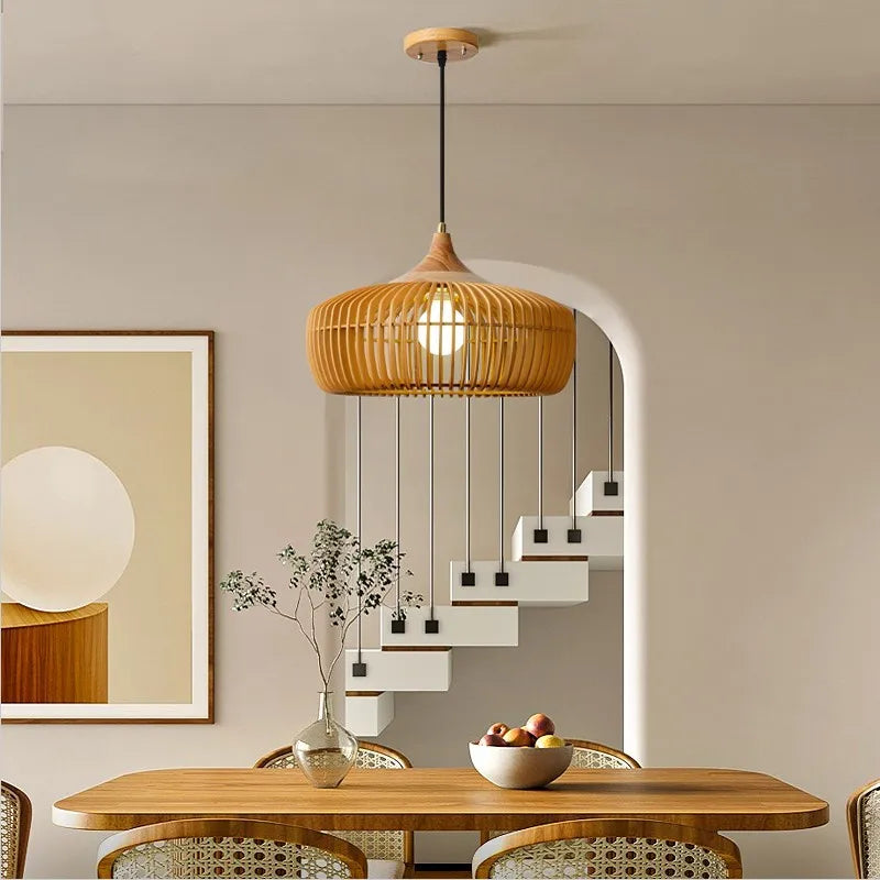 Suspensão de madeira moderna luminária teto pendurado luz para o quarto mesa jantar luminárias decoração casa