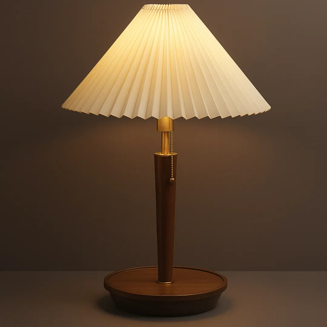 Abajur Plissado em Madeira - Luci Express