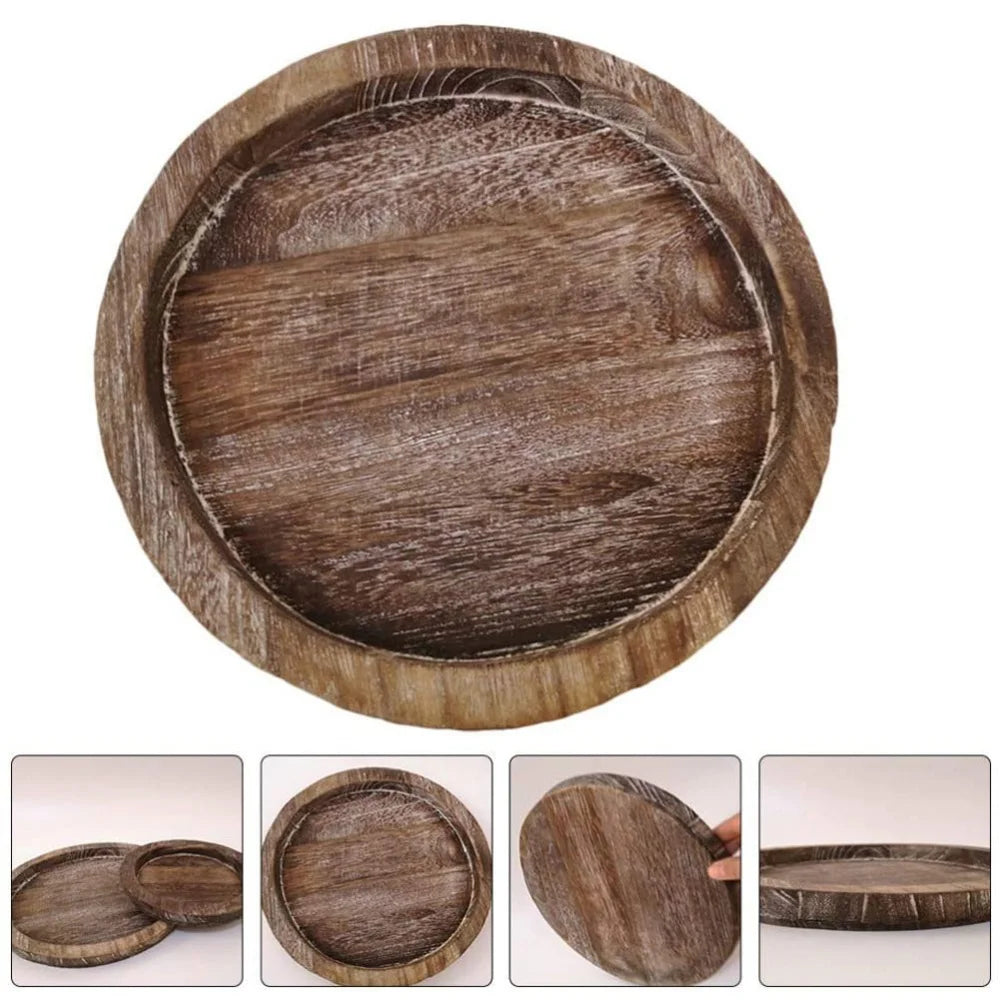 Plateau en bois pour fruits, porte-bougie, plateau multifonctionnel léger, idéal pour le plan de travail d'une cuisine de style campagnard.