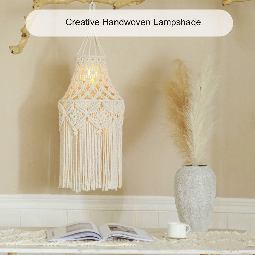 Handmade Macramé Luz Sombra Lustres Pendurado Tampa Da Lâmpada Boho Chic Decoração Tampa Leve Sombra Luz Macramé Tapeçaria Tecida