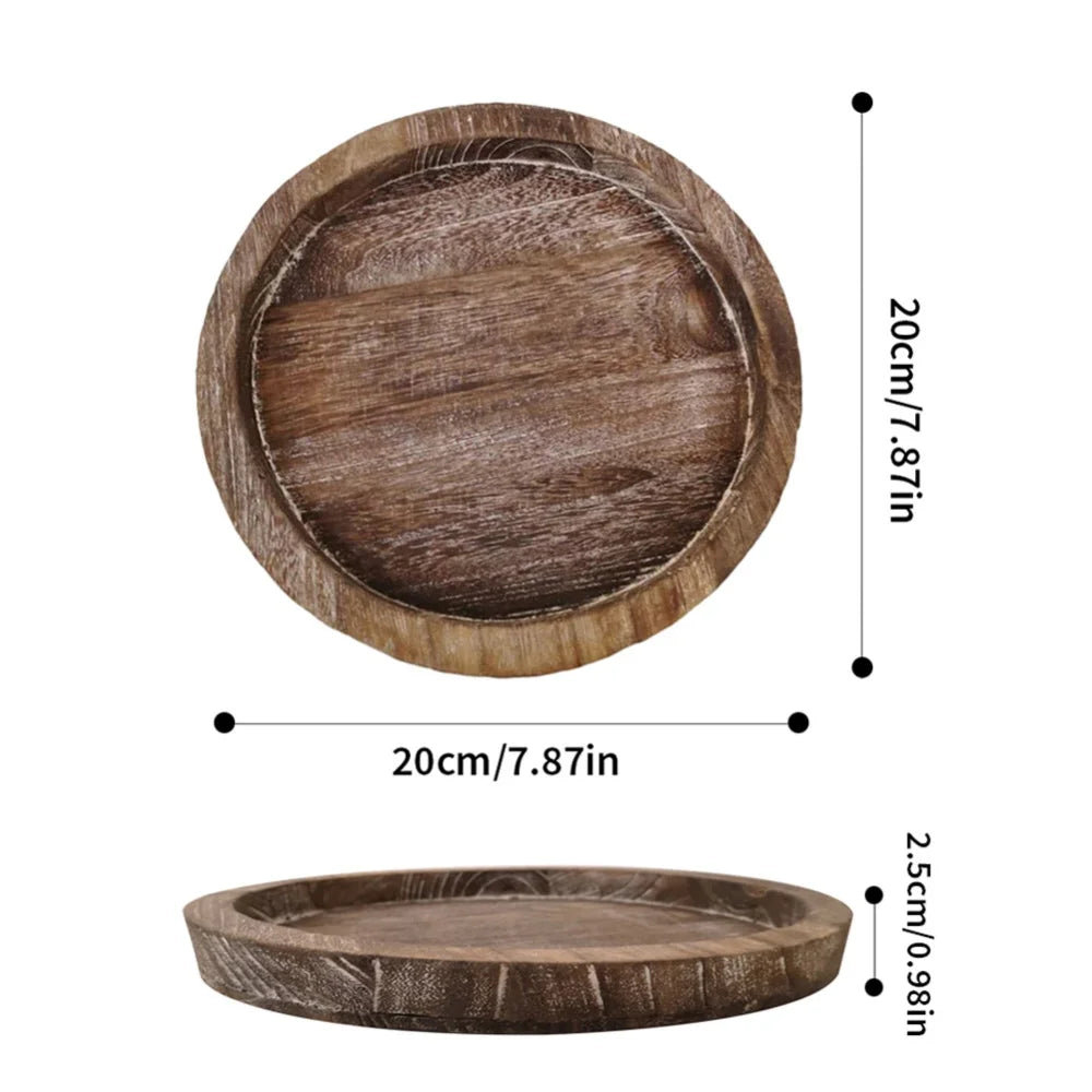 Plateau en bois pour fruits, porte-bougie, plateau multifonctionnel léger, idéal pour le plan de travail d'une cuisine de style campagnard.