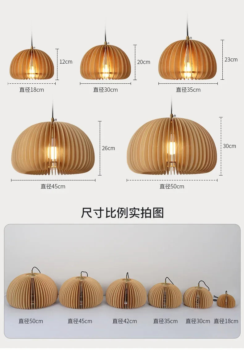 Pendant Wood Pumpkin Light - Modern Handmade Decor