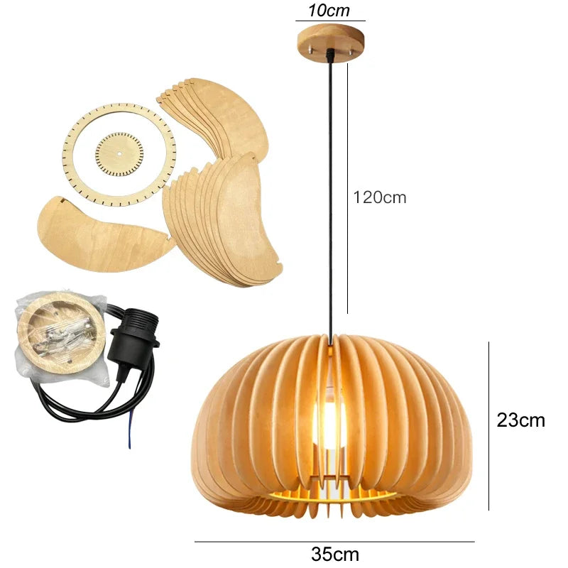 Pendant Wood Pumpkin Light - Modern Handmade Decor