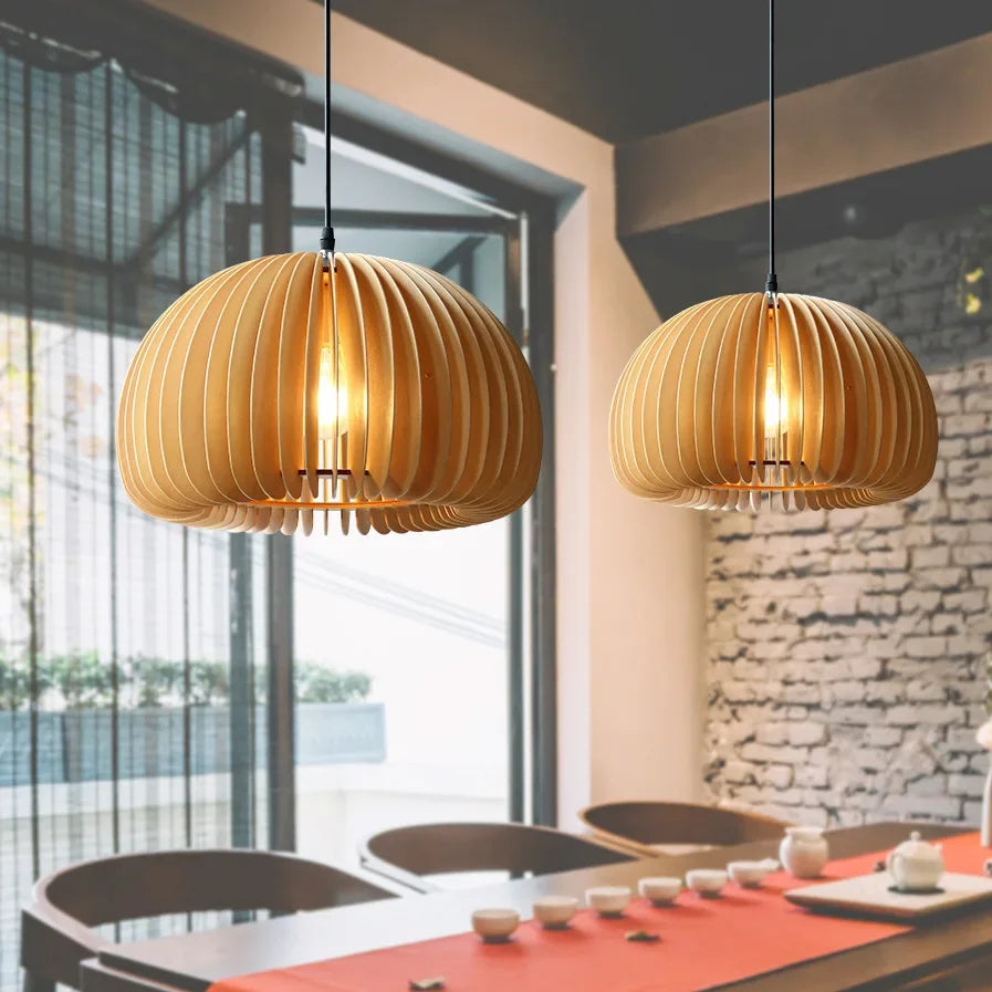 Pendant Wood Pumpkin Light - Modern Handmade Decor
