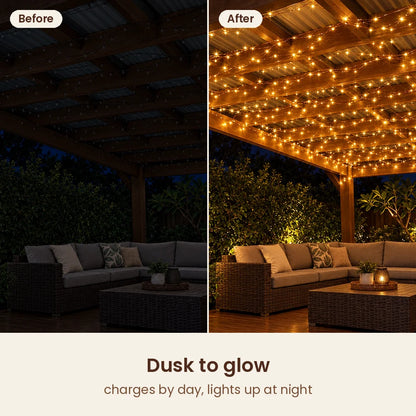 Pergola before and after HiLuci Fairy String Lights